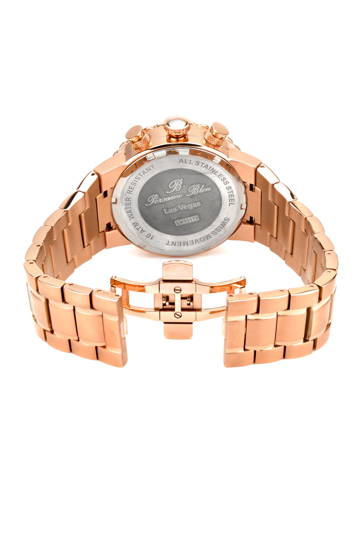 Porsamo Bleu Las Vegas Luxury Men's Stainless Steel Watch, Interchangeable Bezels, Rose 111BLVS