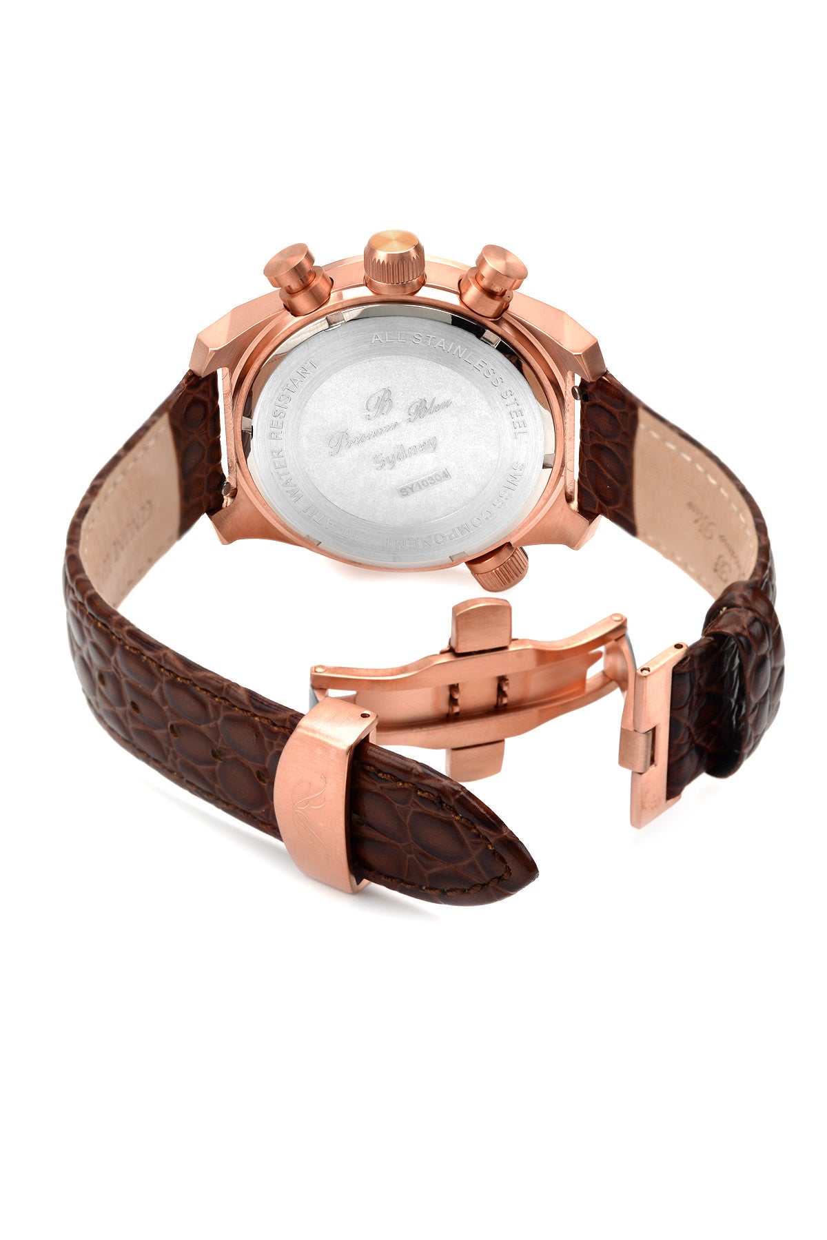 Porsamo Bleu Sydney Luxury Men's Watch, Genuine Leather Band, Rose, Brown 161CSYL