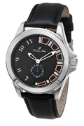 Porsamo Bleu Soho Luxury Men's Dress Watch With Genuine Leather Band, Silver Tone And Black 041ASOL