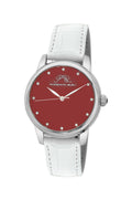 Porsamo Bleu Gemma Luxury Diamond Women's Watch, Genuine Leather Band, Silver, White, Coral 731DGEL
