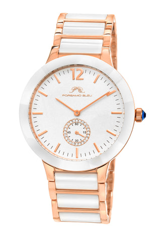 Porsamo Bleu Clarissa luxury women's ceramic watch, rose, white 551CCLC