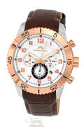 Porsamo Bleu Tristan Luxury Chronograph Men's Watch, Genuine Leather Band, Gold, Silver, Brown 592CTRL