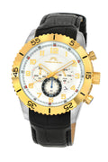 Porsamo Bleu Tristan Luxury Chronograph Men's Watch, Genuine Leather Band, Gold, Silver, Black 591CTRL