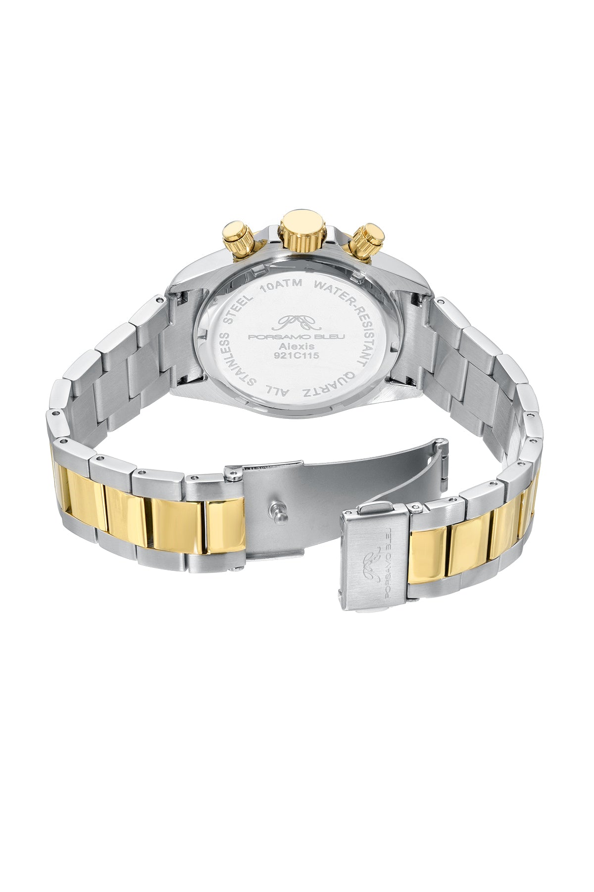 Porsamo Bleu Alexis Sport Luxury Women's Stainless Steel And Silicone Watch, Two-tone And White, 923CALR