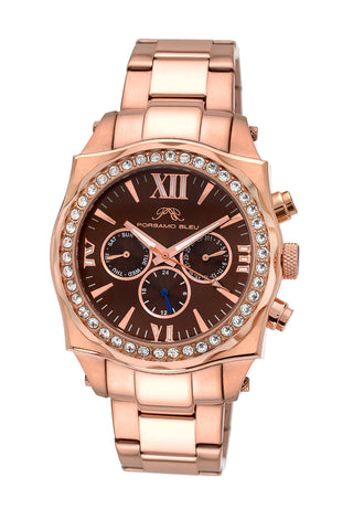 Porsamo Bleu Milan Crystal luxury women's stainless steel watch, Swarovski® crystals, rose, 038CMCS