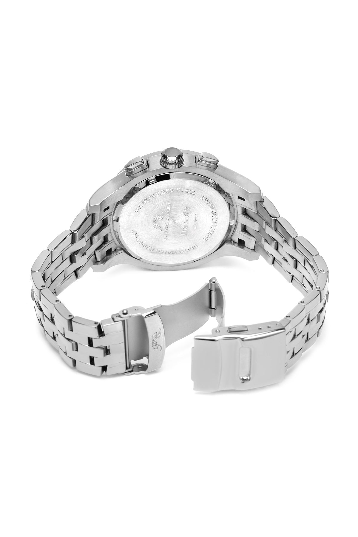 Porsamo Bleu, Andre luxury men's stainless steel watch, silver, white 221AANS