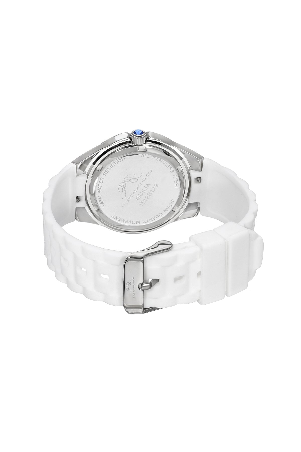 Porsamo Bleu Guilia Luxury Women's Silicone Strap Watch, Interchangeable Bands, Silver, White, Purple 1122BGUR