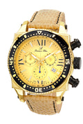 Porsamo Bleu Milan M Luxury Chronograph Men's Watch, Genuine Leather Band Gold, Beige, Black 033AMIL