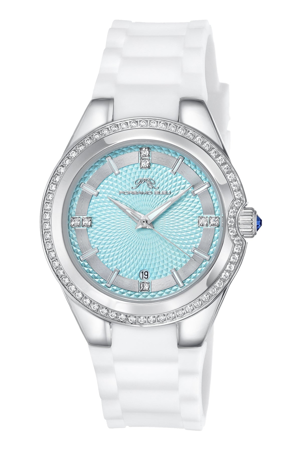 Porsamo Bleu Guilia Luxury Women's Stainless Steel Watch, Interchangeable Band,S Silver, White, Baby Blue 1121BGUS