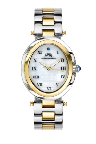 Porsamo Bleu South Sea Oval luxury women's stainless steel watch, silver, gold 105FSSO