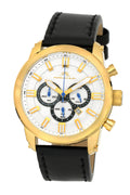 Porsamo Bleu Demetrios Luxury Chronograph Men's Watch, Genuine Leather Band, Gold, Black 602BDEL