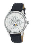 Porsamo Bleu Jonathan Luxury Men's Watch, Genuine Leather Band, Silver, Black 911AJOL