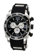 Porsamo Bleu Milan M Luxury Chronograph Men's Watch, Silicone Strap, Silver, Black, 034BMIR