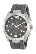 Porsamo Bleu Ethan Luxury Chronograph Men's Watch, Silicone Strap, Silver, Grey 412CETR