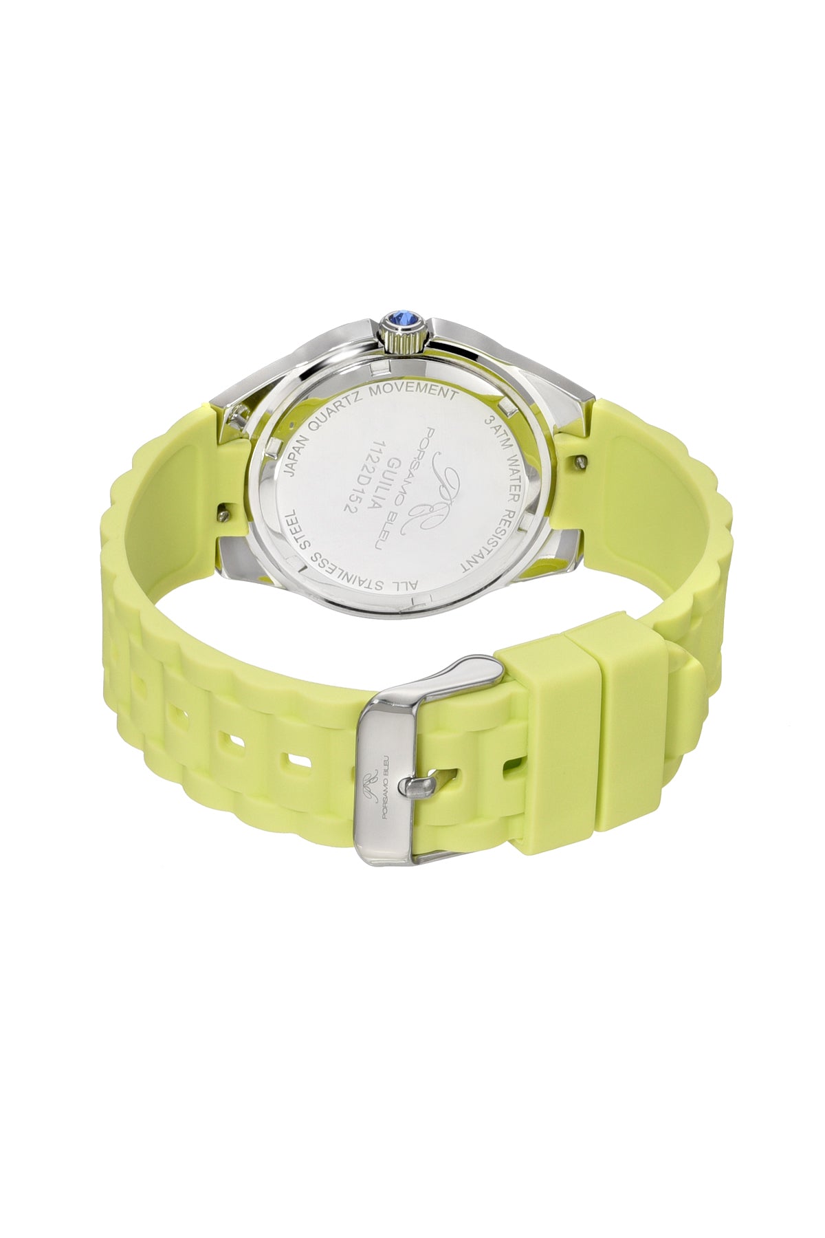 Porsamo Bleu Guilia Luxury Women's Silicone Strap Watch, Interchangeable Bands, Silver, White, Lime Green 1122DGUR