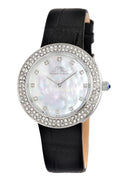 Porsamo Bleu Larissa Luxury Women's Watch, Genuine Leather Band, Crystal Inlaid Bezel, White, Silver,black 891ALAL