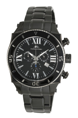 Porsamo Bleu Milan G luxury chronograph men's stainless steel watch, black 071BMIS