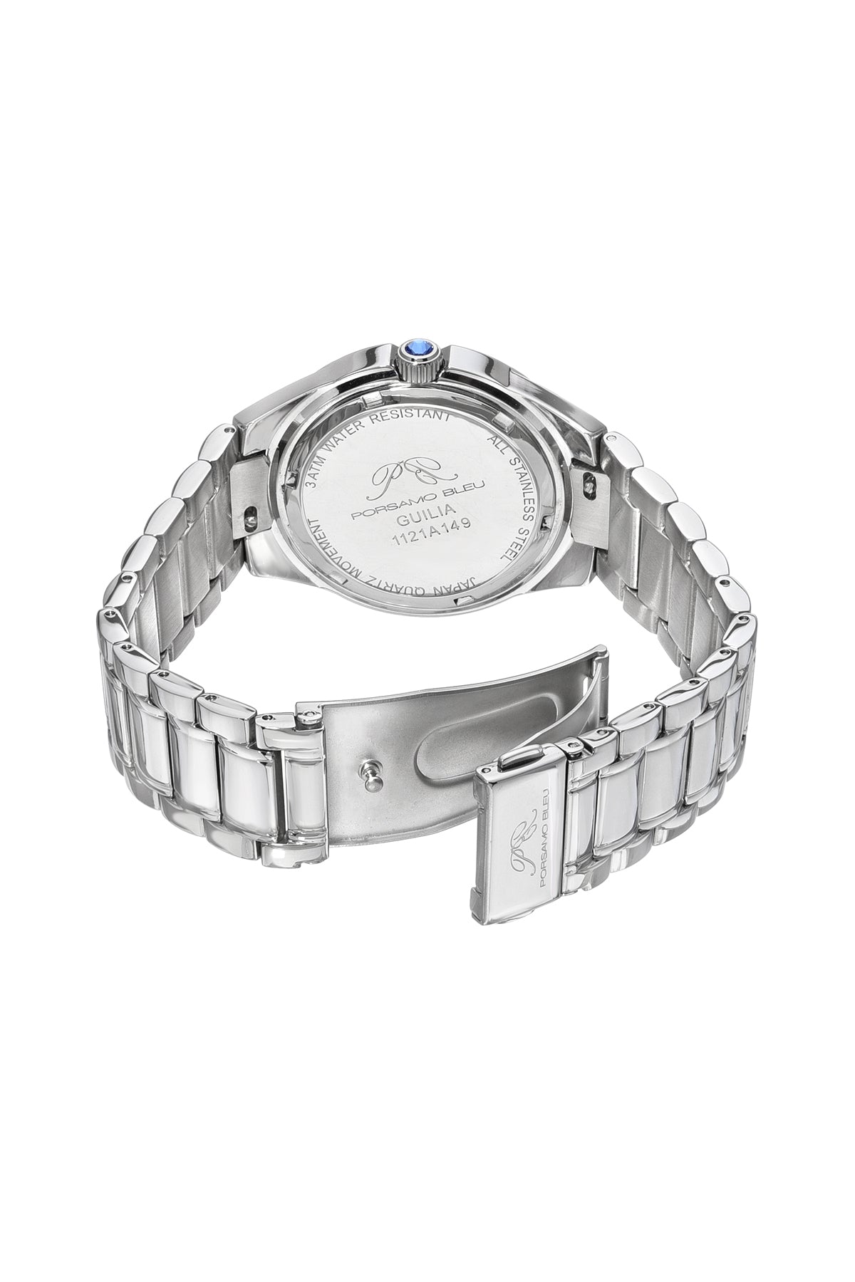 Porsamo Bleu Guilia Luxury Women's Stainless Steel Watch, Interchangeable Bands, Silver, White 1121AGUS