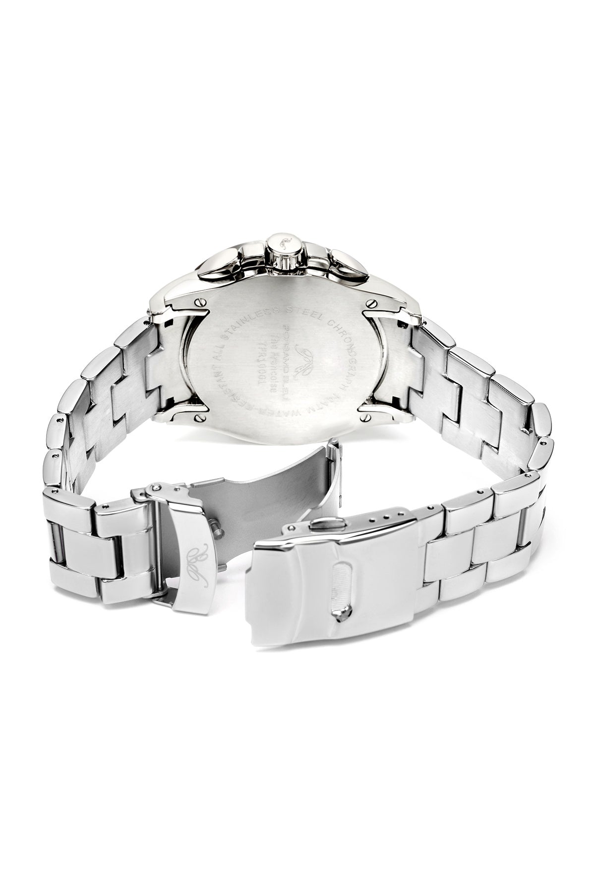 Porsamo Bleu Francoise Luxury Chronograph Men's Stainless Steel Watch, Silver, White 242AFRS