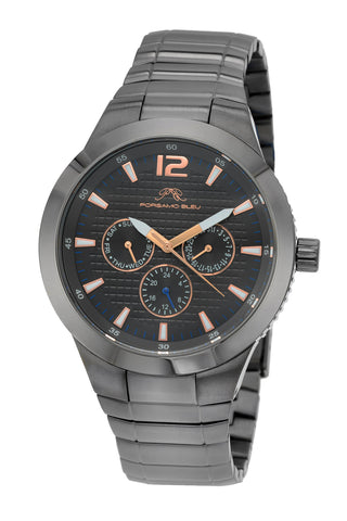 Porsamo Bleu Luca luxury men's stainless steel watch, grey, black 531FLUS