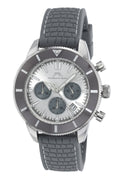 Porsamo Bleu Brandon Luxury Chronograph Men's Silicone Strap Watch, Silver, Grey 1013CBRR