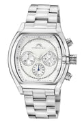 Porsamo Bleu Roman Luxury Men's Stainless Steel Chronograph Watch With White Dial, Silver, 1291AROS