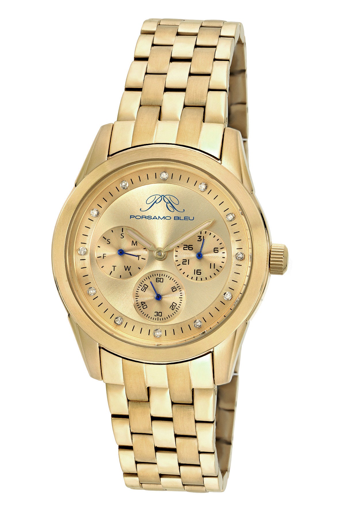 Porsamo Bleu Diana Luxury Diamond Women's Stainless Steel Watch, Gold 741BDIS