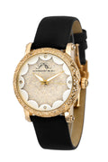 Porsamo Bleu Genevieve Luxury Topaz Women's Watch Satin Leather Watch, Gold, Black 681BGEL