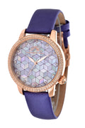 Porsamo Bleu Evelyn Luxury Topaz Women's Watch, Satin Genuine Leather Band, Rose, Purple 763CEVL