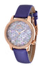 Porsamo Bleu Evelyn luxury topaz women's watch, satin genuine leather band, rose, purple 763CEVL