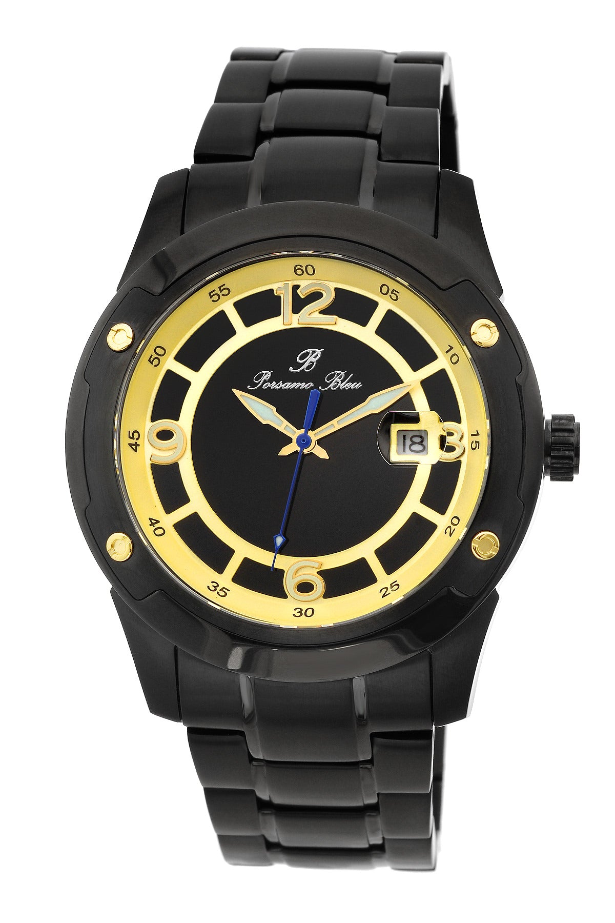 Porsamo Bleu Tokyo luxury Automatic men's stainless steel watch, gold, black 174ATOS