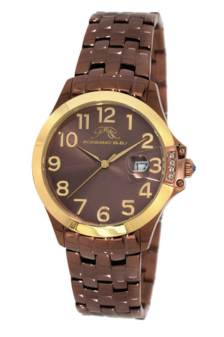 Porsamo Bleu Olivia luxury women's stainless steel watch, gold, brown 983BOLS