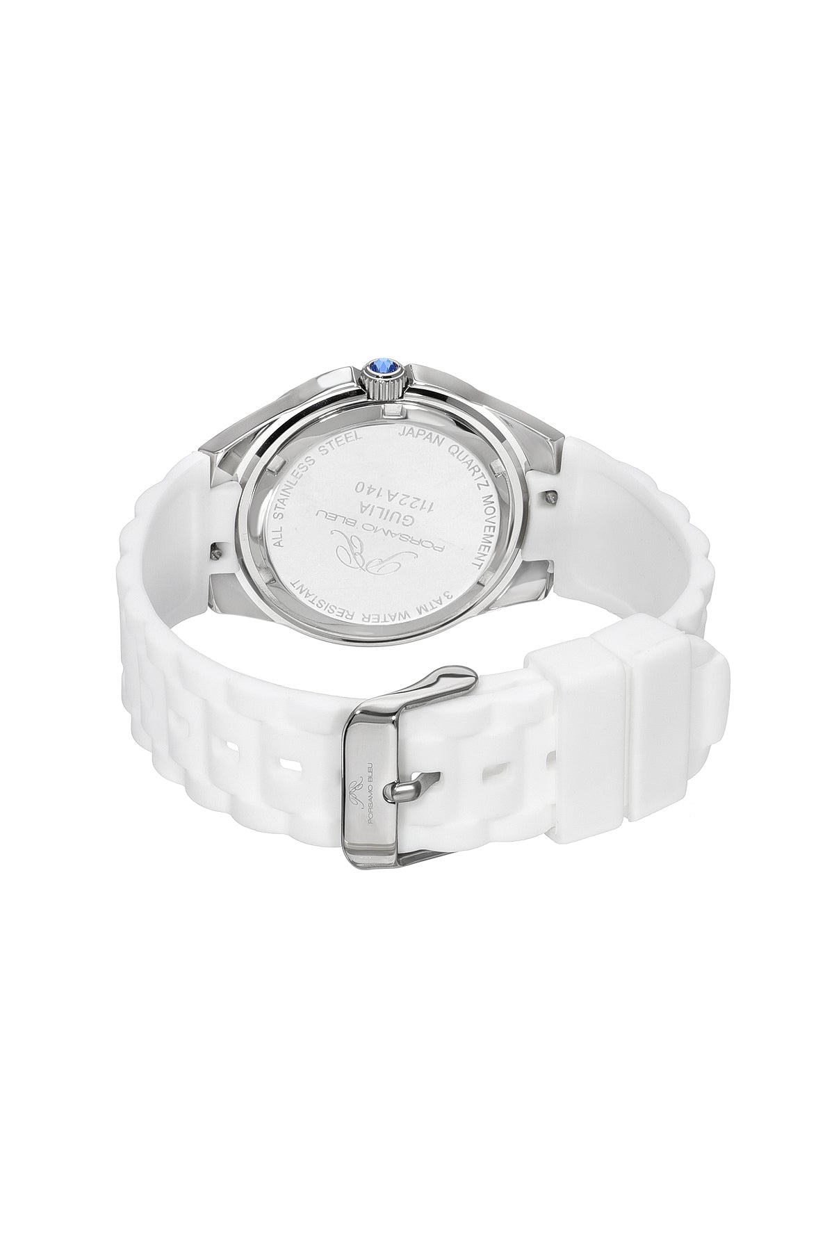 Porsamo Bleu Guilia Luxury Women's Silicone Strap Watch, Interchangeable Bands, Silver, White, Red 1122AGUR