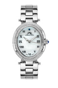 Porsamo Bleu South Sea Oval Crystal Luxury Women's Stainless Steel Watch, Silver 106ESSO