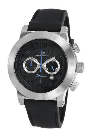 Porsamo Bleu Finley luxury chronograph men's watch, silicone strap, silver, black 401BFIR