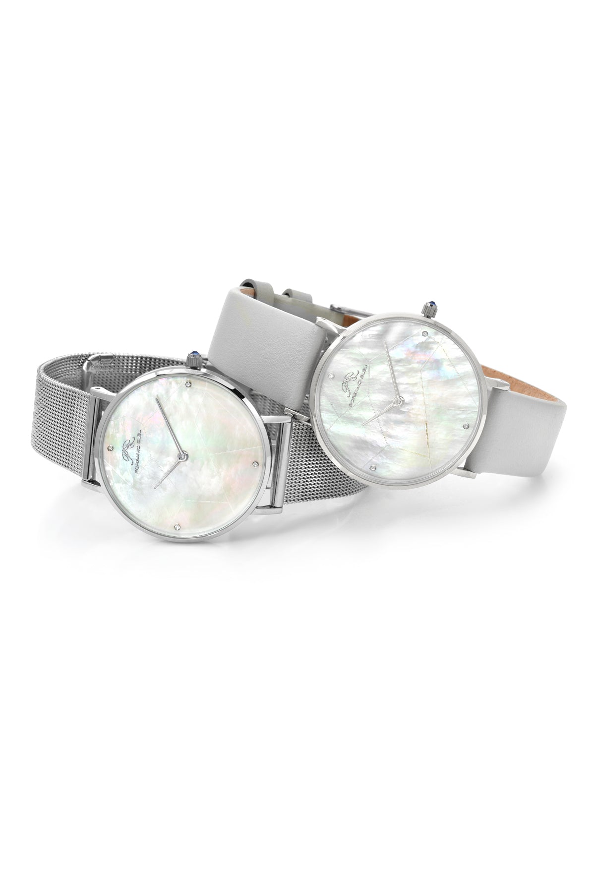 Porsamo Bleu Paloma luxury diamond women's watch, interchangeable bands, silver, white, grey 851APAS