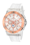 Porsamo Bleu Marcus Luxury Chronograph Men's Watch, Silicone Strap, Rose, White 653AMAR