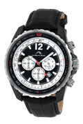 Porsamo Bleu Martin Luxury Chronograph Men's Watch Genuine Leather Band, Silver, Black, White 353DMAL