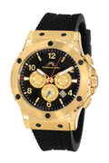 Porsamo Bleu Marcus Luxury Chronograph Men's Watch, Silicone Strap, Gold, Black 652AMAR