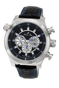 Porsamo Bleu Sydney Luxury Men's Watch, Genuine Leather Band, Silver, Black 162ASYL