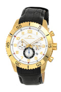 Porsamo Bleu Tristan Luxury Chronograph Men's Watch, Genuine Leather Band, Gold, Black 591BTRL