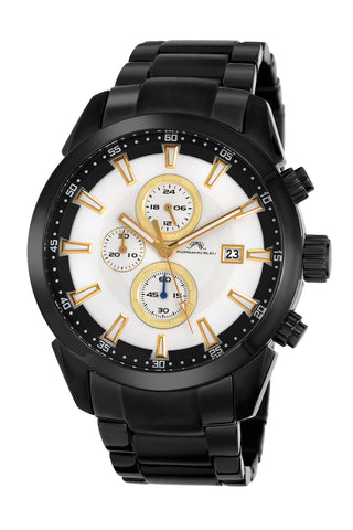 Porsamo Bleu Enzo luxury chronograph men's stainless steel watch, black 451DENS