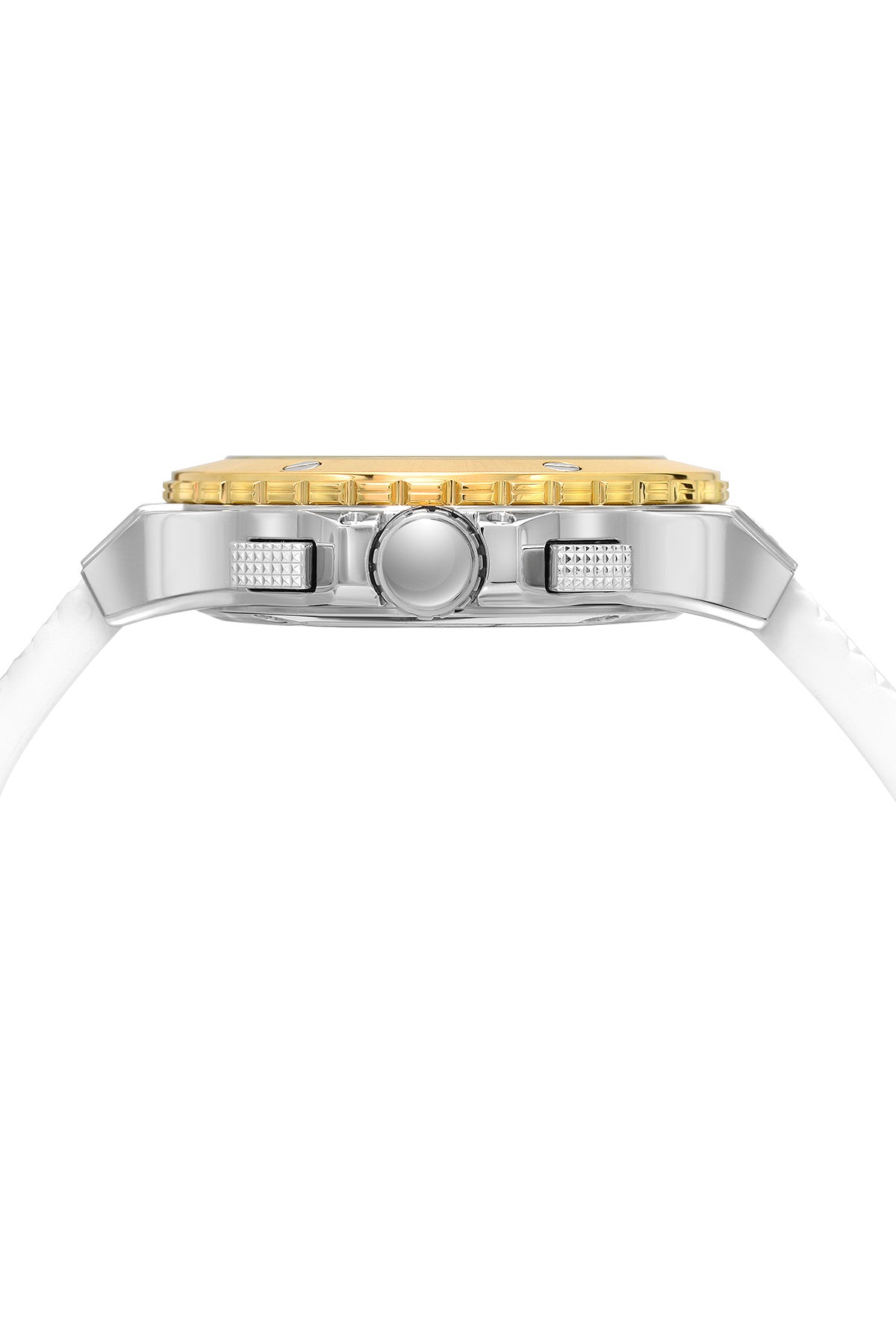 Porsamo Bleu Marcus luxury chronograph men's watch, silicone strap, gold, white 653BMAR