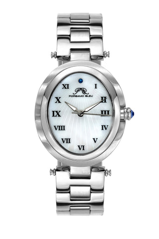 Porsamo Bleu South Sea Oval luxury women's stainless steel watch, silver 105ESSO