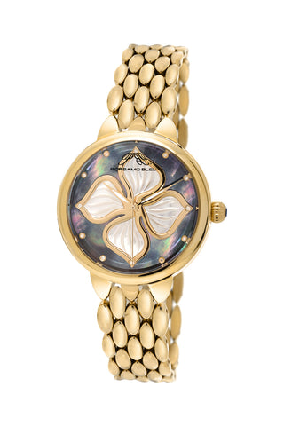 Porsamo Bleu Blair luxury diamond women's stainless steel watch, gold, black 712BBLS