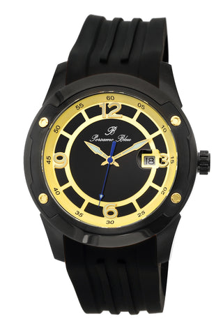 Porsamo Bleu Tokyo luxury Automatic men's watch, silicone strap, gold, black 172BTOR
