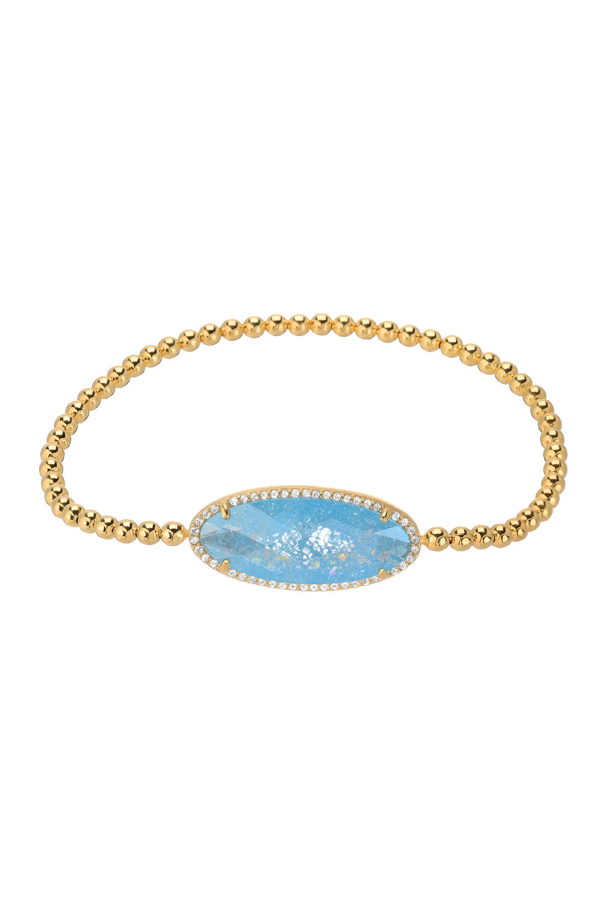 Stretch bead bracelet with topaz and quartz 504BG