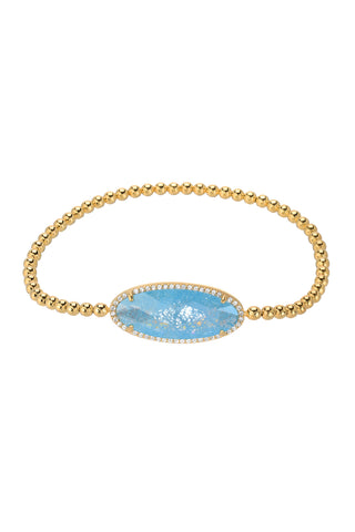 Stretch bead bracelet with topaz and quartz 504BG