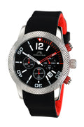 Porsamo Bleu Cameron Luxury Chronograph Women's Watch, Silicone Strap, Silver, Black, Red 391BCAR