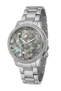 Porsamo Bleu Evelyn Luxury Topaz Women's Stainless Steel Watch, Silver, Black 762AEVS